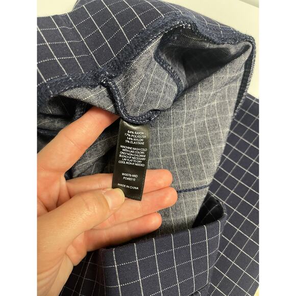 Betabrand Classic Dress pants yoga pant straight leg pull on navy check large - Picture 7 of 7